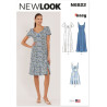 New Look N6822 snitmønster – knælang kjole i blå margueritprint med prinsessesnit og omvendte læg