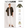 New Look N6830 snitmønster – olivengrøn oversized bomberjakke med hvide joggingbukser
