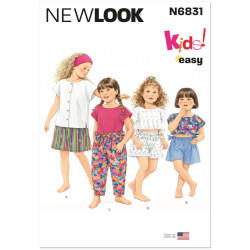 New Look N6831 snitmønster – fire piger i bluser med knapper samt shorts og bukser med sløjfer