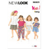 New Look N6831 snitmønster – fire piger i bluser med knapper samt shorts og bukser med sløjfer