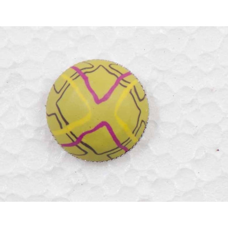 Knap m/øje  mønstret  Lime/gul/lilla 20mm