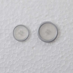 Transparent knap m/ sølvkant 4-hul 