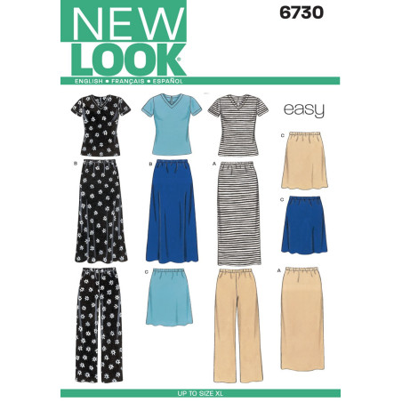 Nederdel,bukser og bluse Snitmønster New Look N6730 A  easy