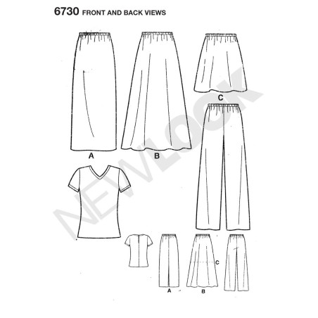 Nederdel,bukser og bluse Snitmønster New Look N6730 A  easy