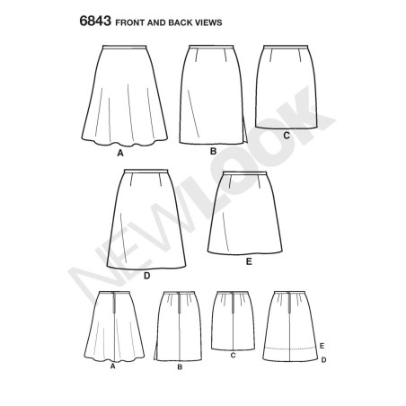 Nederdel 5 varianter Snitmønster NEW LOOK easy