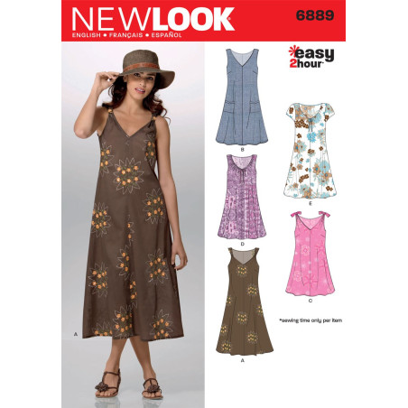 Sommerkjole 5 varianter snitmønster NEW LOOK easy