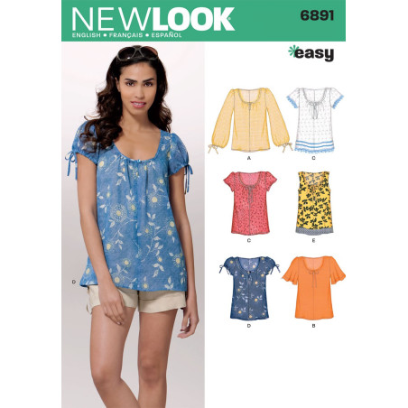 Bluse 6 varianter Snitmønster NEW LOOK easy