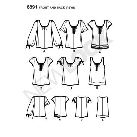 Bluse 6 varianter Snitmønster NEW LOOK easy