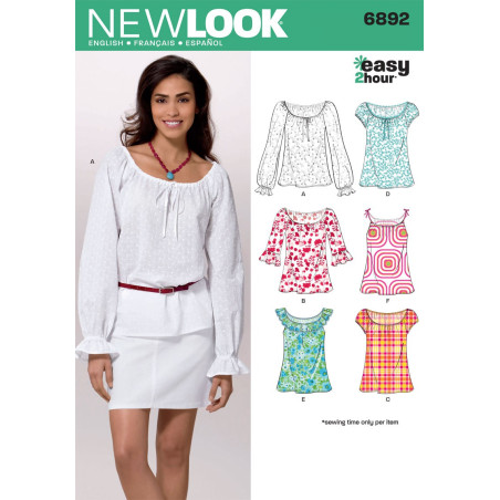 Bluse 6 varianter snitmønster NEW LOOK easy