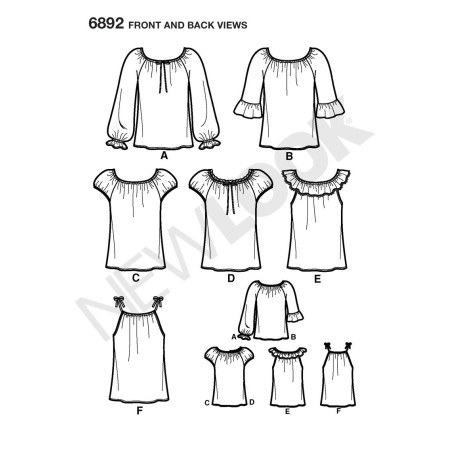Bluse 6 varianter snitmønster NEW LOOK easy