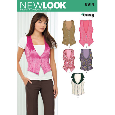 Vest 5 varianter Snitmønster NEW LOOK easy