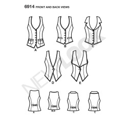 Vest 5 varianter Snitmønster NEW LOOK easy