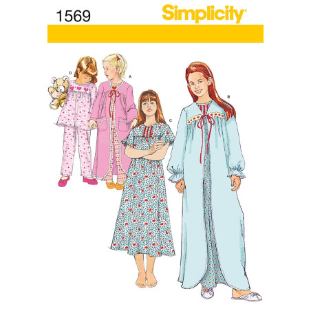 Natkjole og Pyjamas, børn Snitmønster