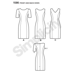 Kjole, 3 varianter, AmazingFit Snitmønster