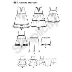 Shorts, bukser og top snitmønster