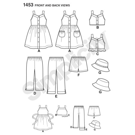 Pige spencer, shorts og hat snitmønster easy