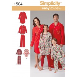 Pyjamas og natskjorte til hele familien snitmønster easy