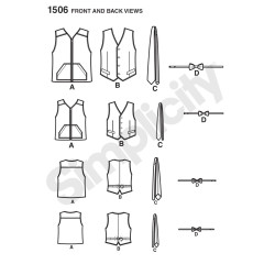 Vest , slips og sløjfe til far og søn PLUS SIZE  snitmønster
