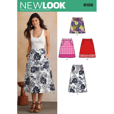 Nederdel 5 varianter snitmønster NEW LOOK