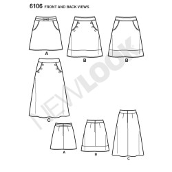 Nederdel 5 varianter snitmønster NEW LOOK