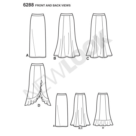 Nederdel 4 varianter snitmønster NEW LOOK easy