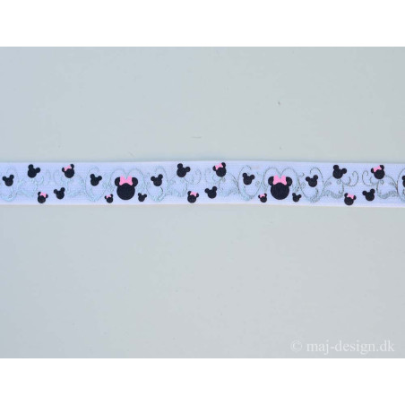 Minnie Mouse m/sølv folde elastik 23mm