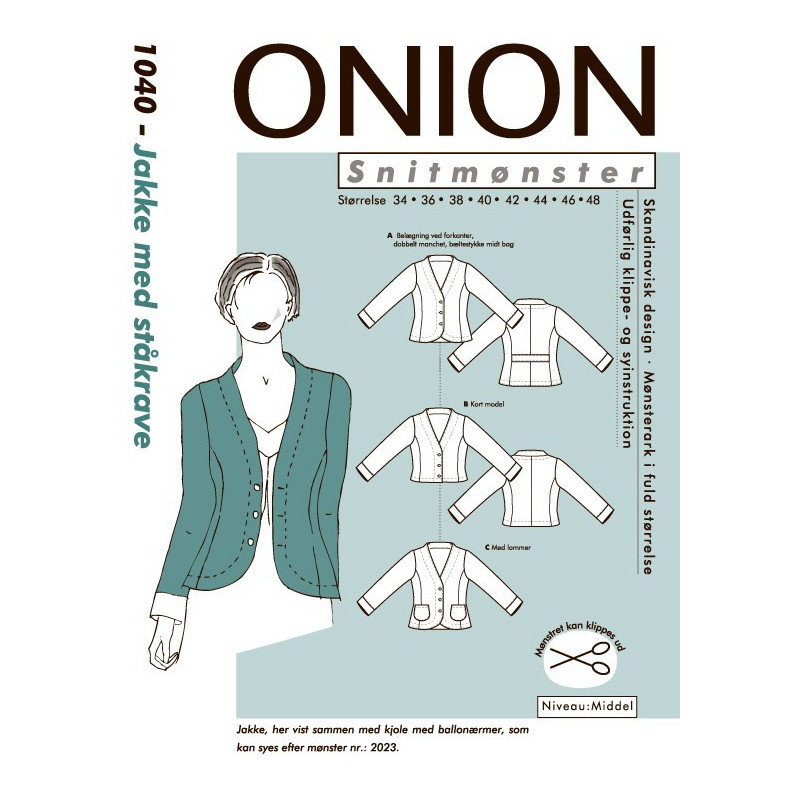 Jakke m ståkrave Onion snitmønster 1040 Jakke m ståkrave Onion snitmønster 1040