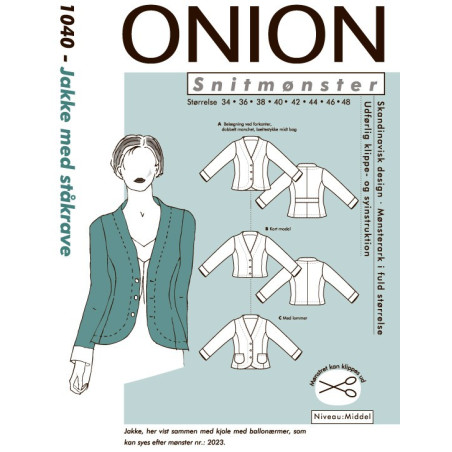 Jakke m ståkrave Onion snitmønster 1040