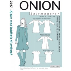 Kjole med bådudskæring onion snitmønster 2047