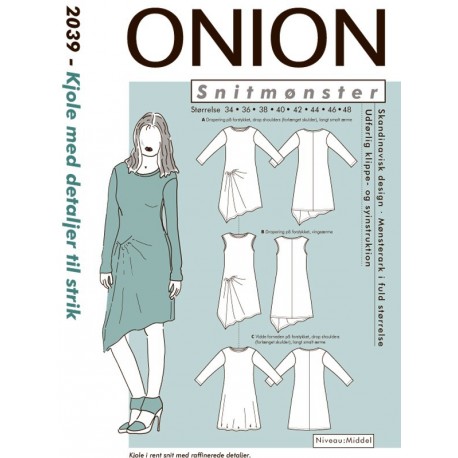 Kjole med detalje onion snitmønster 2039