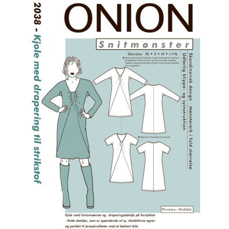 Kjole med drapering onion snitmønster 2038