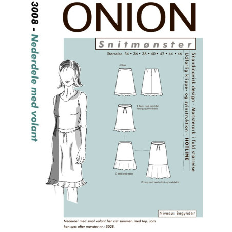 Nederdel med volant onion snitmønster 3008