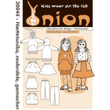 Hætte tunika, nederdel og gamacher onion snitmønster 20044