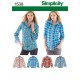 Skjorte, 4 modeller Simplicity Snitmønster 1538