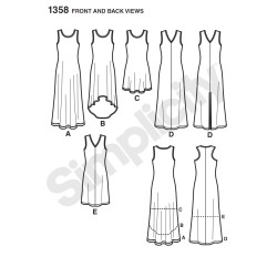 Kjole 5 varianter Simplicity snitmønster 1358