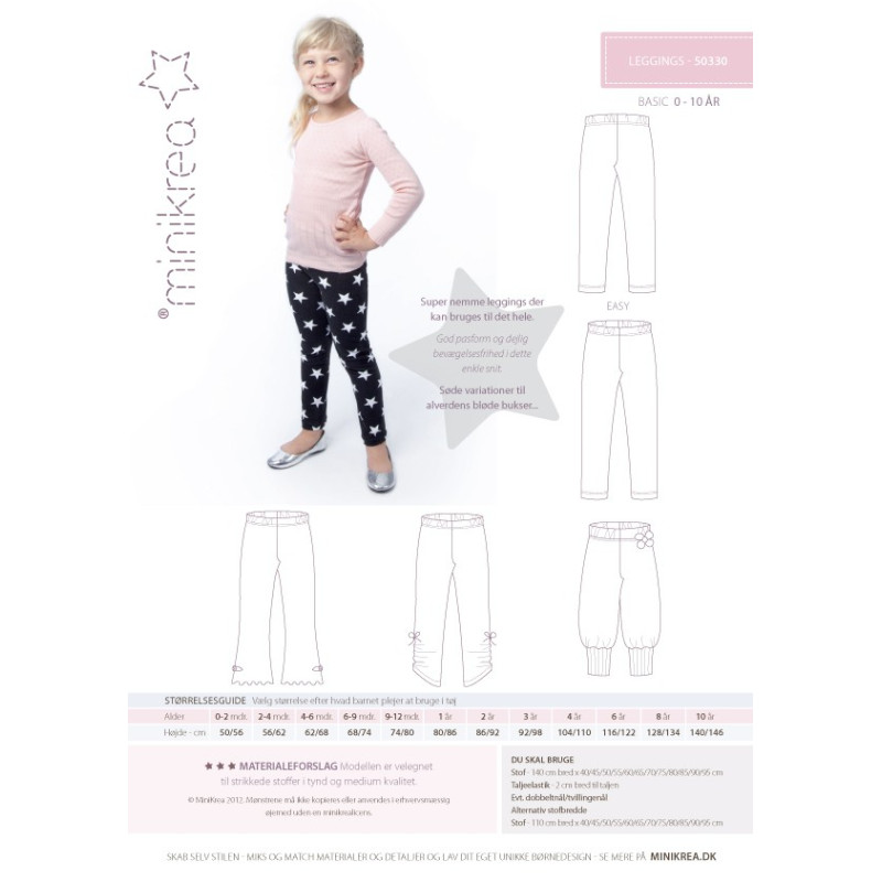 Leggings 0-10 år minikrea snitmønster 50330 Leggings 0-10 år minikrea snitmønster 50330