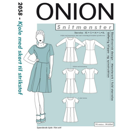 Kjole med skørt Onion snitmønster 2058