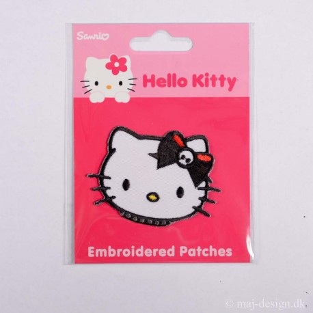 Hello Kitty med Sort sløjfe 4,5x5cm strygemærke