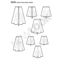 Nederdel 4 varianter snitmønster NEW LOOK 6346  easy