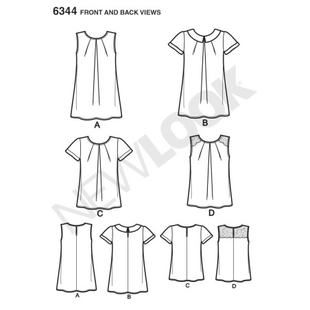 Bluse 4 varianter snitmønster New Look 6344
