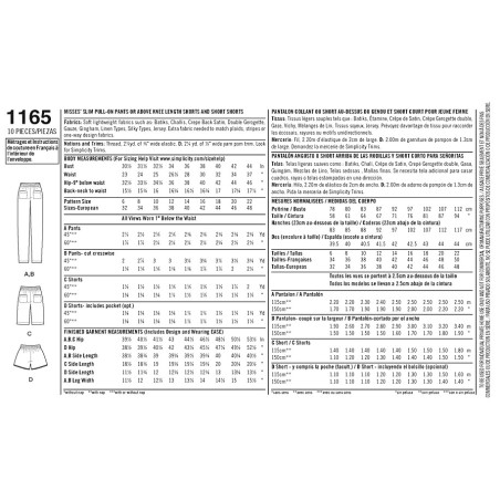 Bukser og shorts Simplicity snitmønster 1165 easy-to-sew