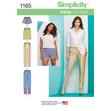 Bukser og shorts Simplicity snitmønster 1165 easy-to-sew