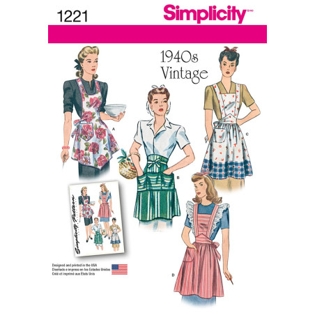Vintage/retro forklæde Simplicity snitmønster 1221