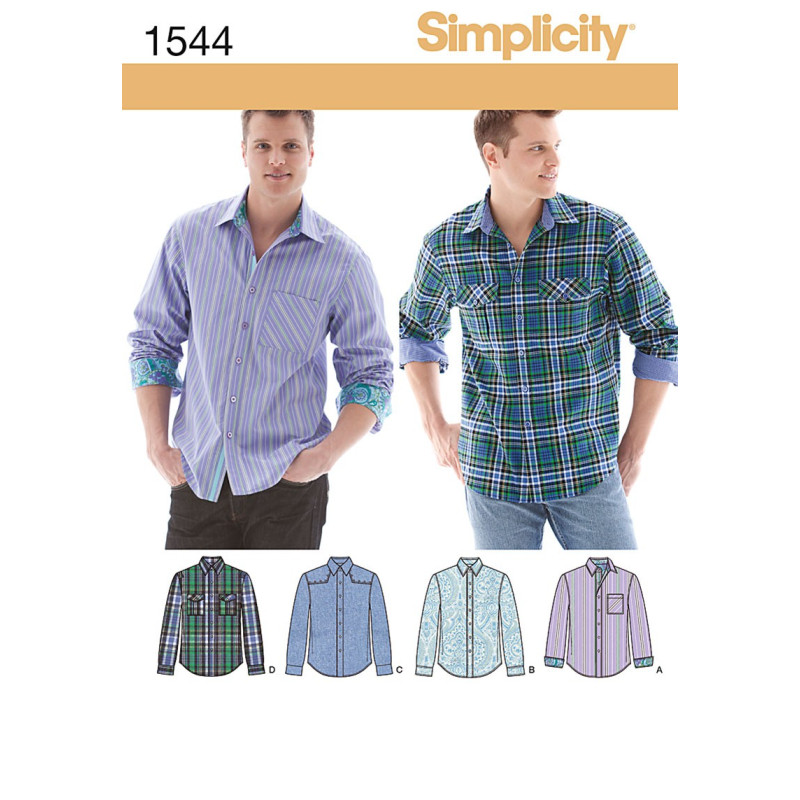 Herreskjorte 4 varianter Simplicity Snitmønster 1544 Herreskjorte 4 varianter Simplicity Snitmønster 1544