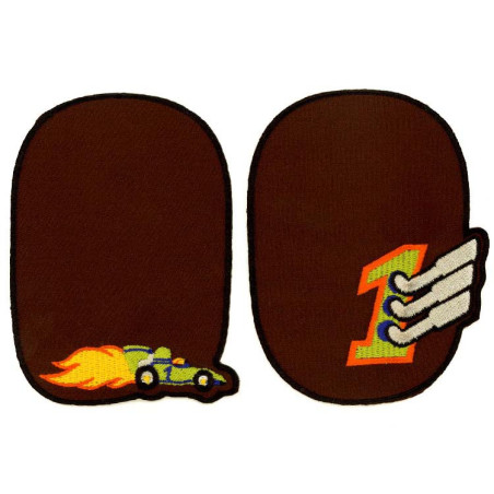 Strygelapper med Racer bil 11x8 cm