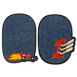 Strygelapper med Racer bil 11x8 cm