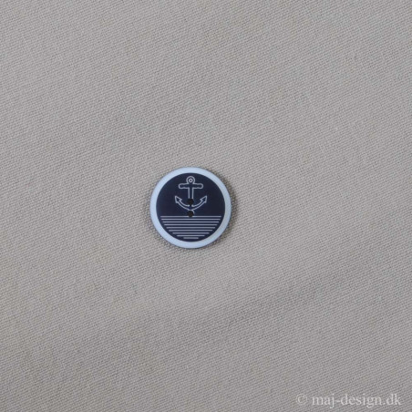 Marineblå Hvid knap med Anker 23mm