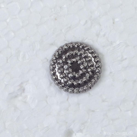 Metal knap med øje oxyderet sølv 17mm