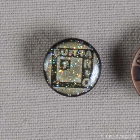 Patentknap med Glitter 15mm