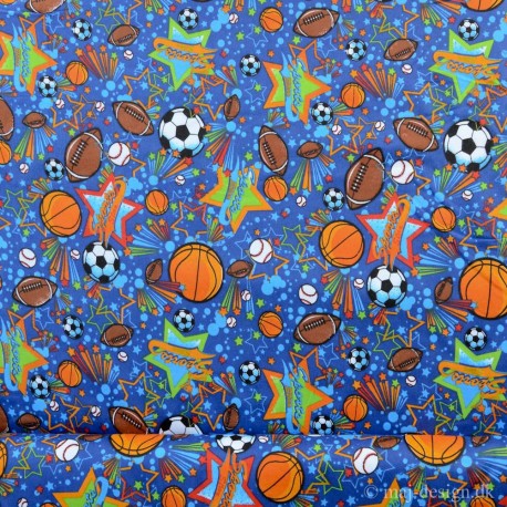 Flonnel Mørkeblå med bolde og stjerner